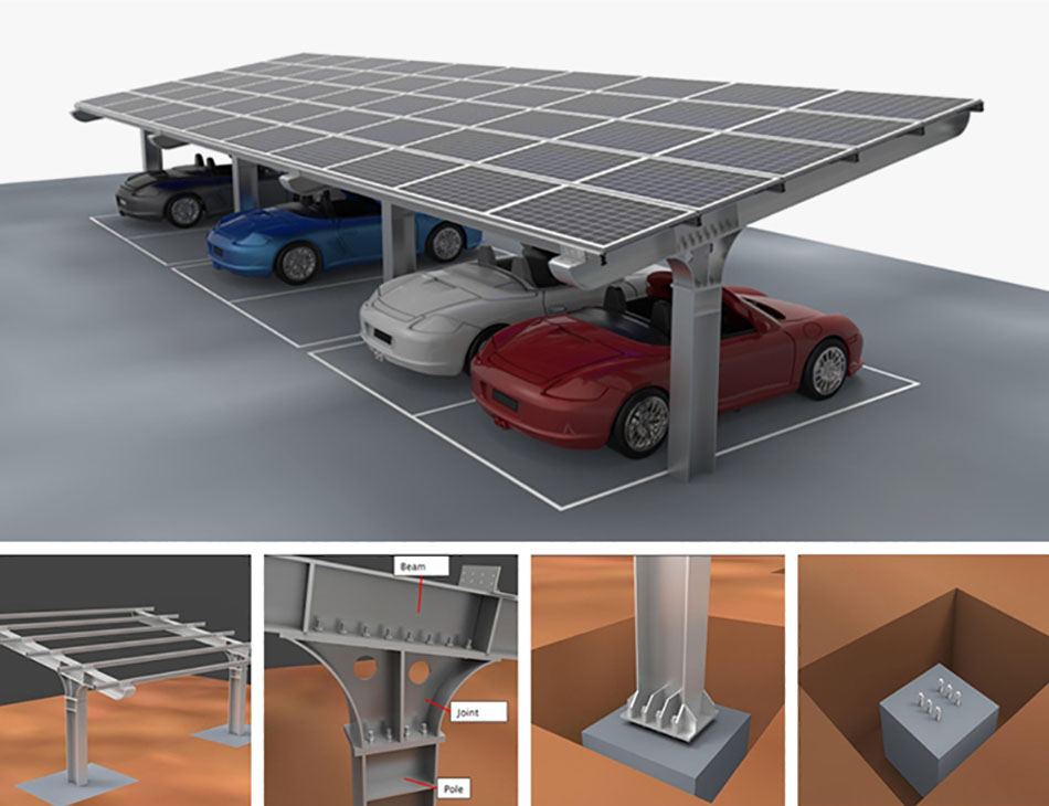 Steel Solar Carport Mounting System | Tripsolar